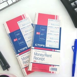 New  Tops 2-Part Money/Rent Receipt Book Set Of Two 200 Sets Each
